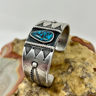 Hand Stamped Turquoise Cuff-Sun West Silver-Picayune Cellars & Mercantile