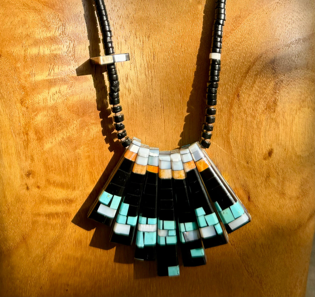 Charlene Reano Single Strand Necklace with mosaic cube main image 1