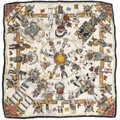 Hermès Scarf Kachinas Bone Black 90 Kermit Oliver
