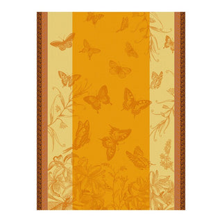 Yellow and orange Jacquard Français Jardin De Papillons Kitchen Towel Kitchen Towels - Picayune Cellars & Mercantile