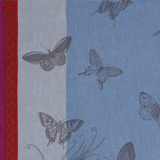 Blue and red Jacquard Français Jardin De Papillons Kitchen Towel Kitchen Towels - Picayune Cellars & Mercantile