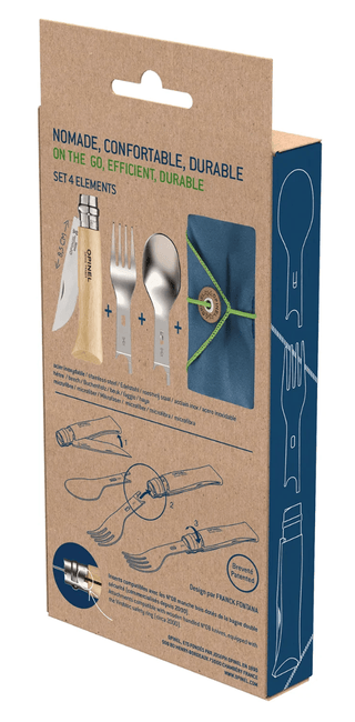 Opinel Picnic+ Cutlery Set with No.08 Folding Knife Knives - Picayune Cellars & Mercantile