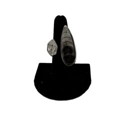 Orthoceras & Herkimer Diamond Double Stone Adjustable Ring