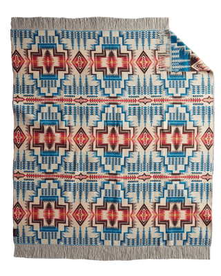 Pendleton Fringed Throw - Harding Star Royal Blue Blankets - Picayune Cellars & Mercantile