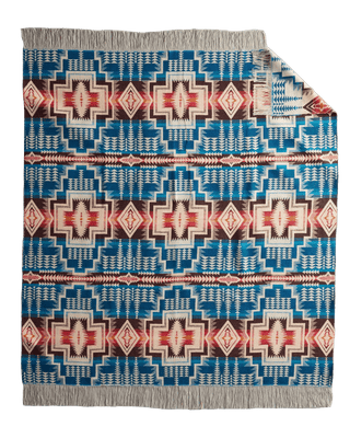 Pendleton Fringed Throw - Harding Star Royal Blue Blankets - Picayune Cellars & Mercantile