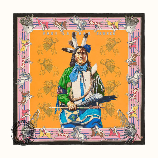 Hermes Scarf Pani La Shar Pawnee - Double Face Blue 90