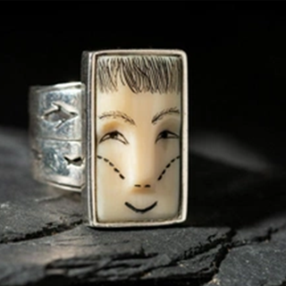 Denise Wallace fossilized ivory bone sterling silver ring