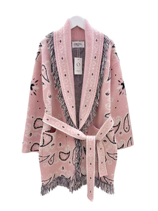 Long Paisley Cardigan with Fringes