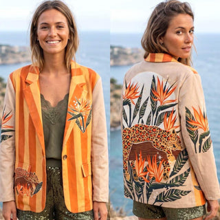 Printed Faux-Suede Blazer