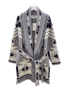 Long Southwest-inspired Cardigan with Fringes