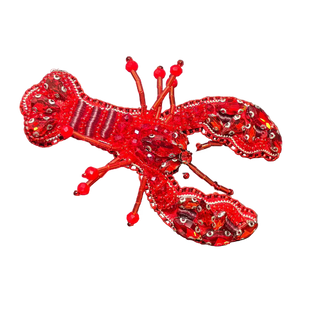 Pearl Red Beaded Lobster Brooch Brooches & Cufflinks - Picayune Cellars & Mercantile