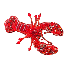 Pearl Red Beaded Lobster Brooch