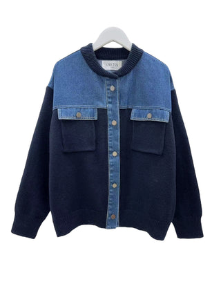 Knit & Denim Bomber Jacket