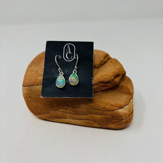 Ethiopian Opal & Sterling Silver Teardrop Earrings