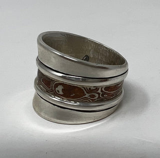 Al Joe Mokume Silver Taper Ring