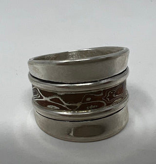 Al Joe Mokume Silver Taper Ring