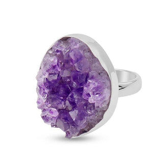 Amethyst Druzy Adjustable Ring