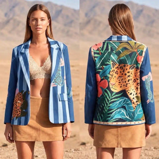 Printed Faux-Suede Blazer