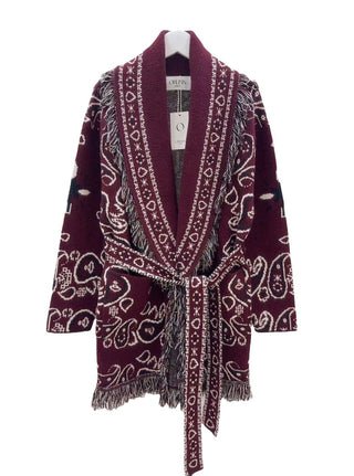 Long Paisley Cardigan with Fringes