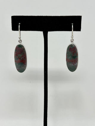 Blood Stone Sterling Silver Earrings-Sterling Creations-Picayune Cellars & Mercantile