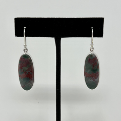 Blood Stone Sterling Silver Earrings