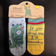 Blue Q Baby Socks - Love Your Face / Drop Me