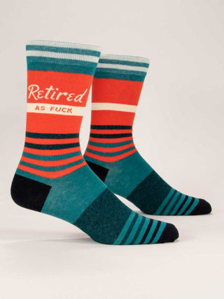 Blue Q Men's Crew Sock "Retired as Fuck"