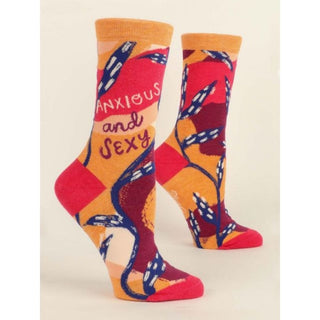 Blue Q Women's Crew Socks "Anxious and Sexy"