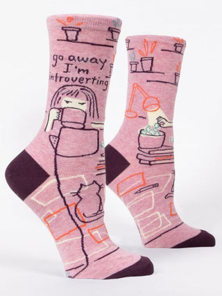 Blue Q Women's Crew Socks "Go Away I'm Introverting"