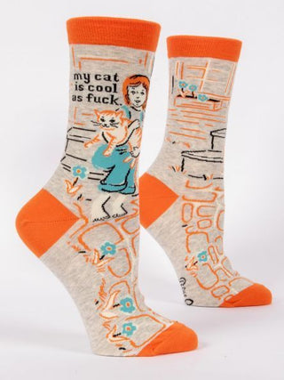 Blue Q Women's Crew Socks "My Cat is Cool As Fuck"