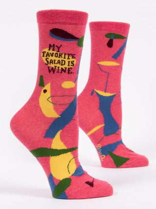 Blue Q Women's Crew Socks "My Favorite Salad is Wine"