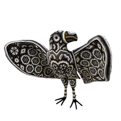 Huichol Beaded Crow Sculpture