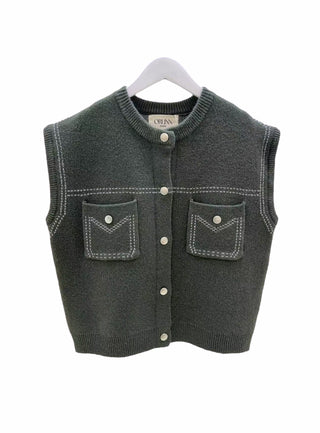Knit Snap-front Sweater Vest