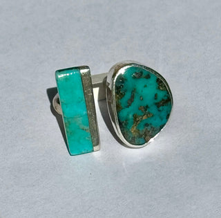 Candelaria Turquoise and Kingman Turquoise Open Ring-Marvin Slim-Picayune Cellars & Mercantile