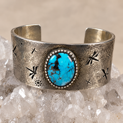 Kee Yazzie Dragonfly Cuff with Morenci Turquoise