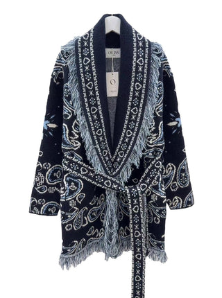 Long Paisley Cardigan with Fringes