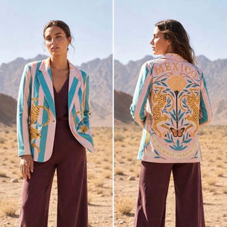 Printed Faux-Suede Blazer