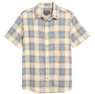 Dawson Plaid Short Sleeve Linen Blend Button-Up Shirt