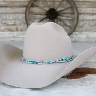 Dusty Blue Multi-Strand Beaded Hat Band