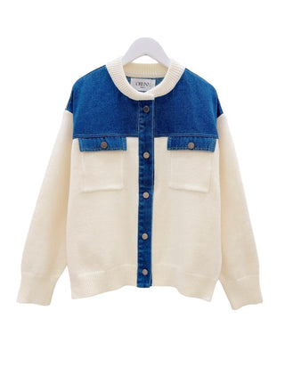 Knit & Denim Bomber Jacket