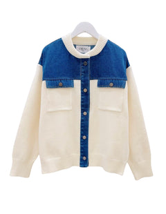 Knit & Denim Bomber Jacket