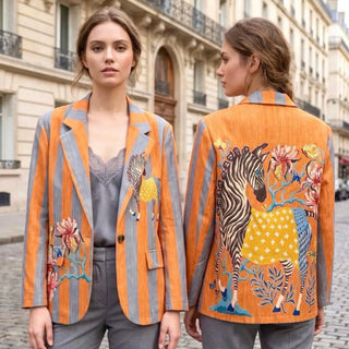 Printed Faux-Suede Blazer