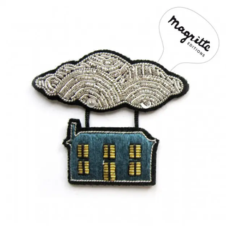"Flying House" Embroidered Brooch