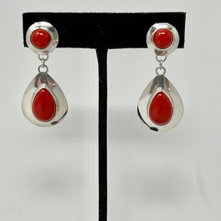 Genuine Indian Red Coral Earrings