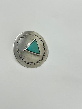 Hand Stamped Sterling Silver and Turquoise Button