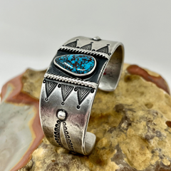 Hand Stamped Turquoise Cuff