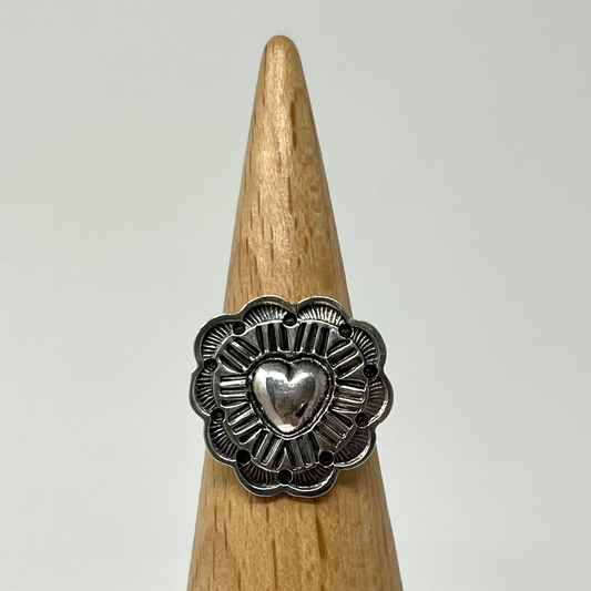 Heart Stamped Ring-Sun West Silver-Picayune Cellars & Mercantile