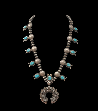 James Begay Mercury Dime & Kingman Turquoise Squash Blossom