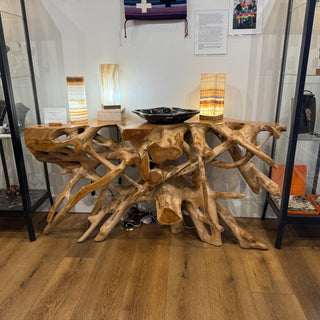 Teak Root Side Table in situ Homegoods - Picayune Cellars & Mercantile