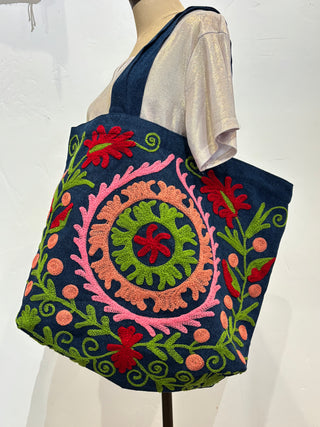 Floral Embroidered Tote